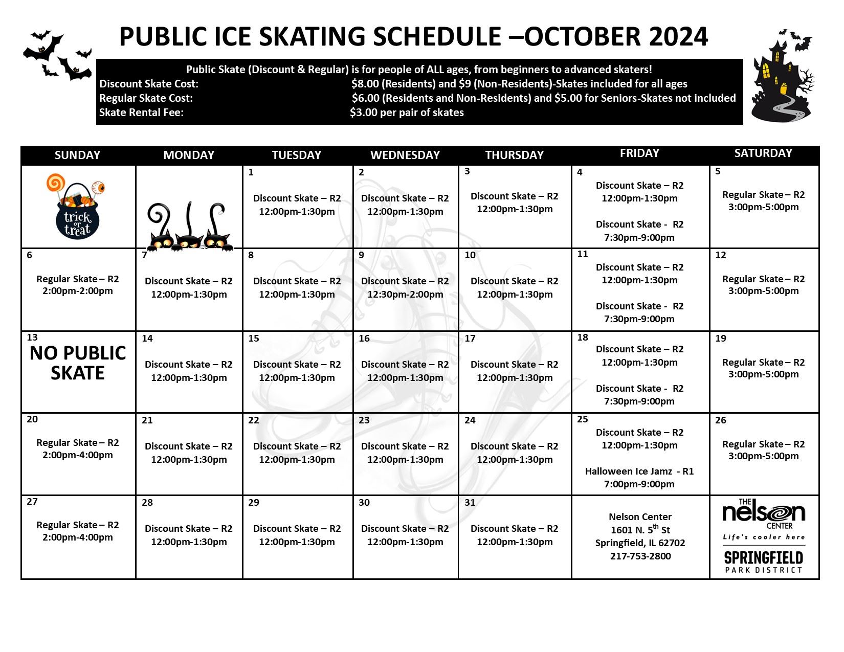 October Public Skate Schedule